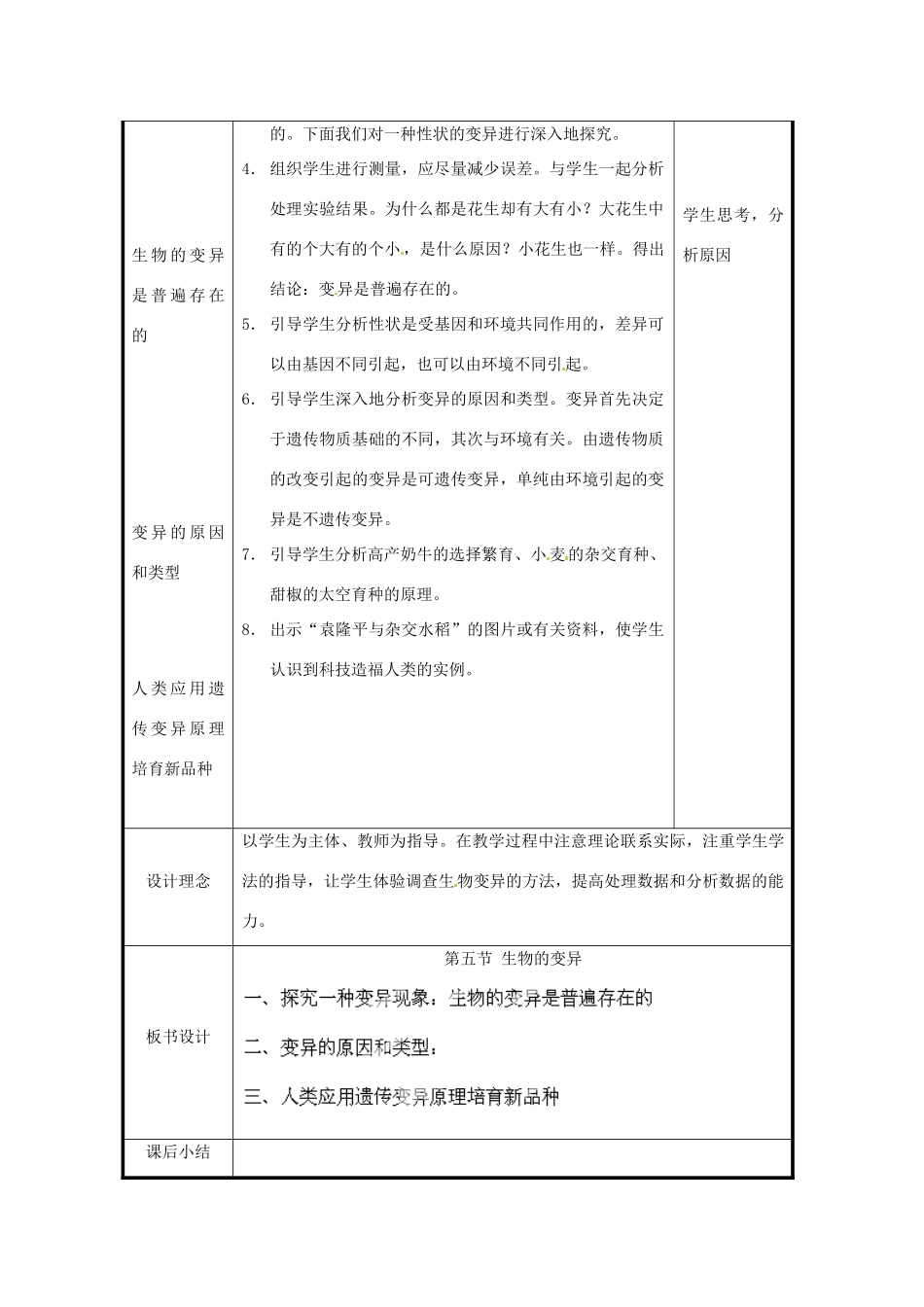 北京市和平北路学校八年级生物下册《7.2.5 生物的变异》教案 新人教版_第2页
