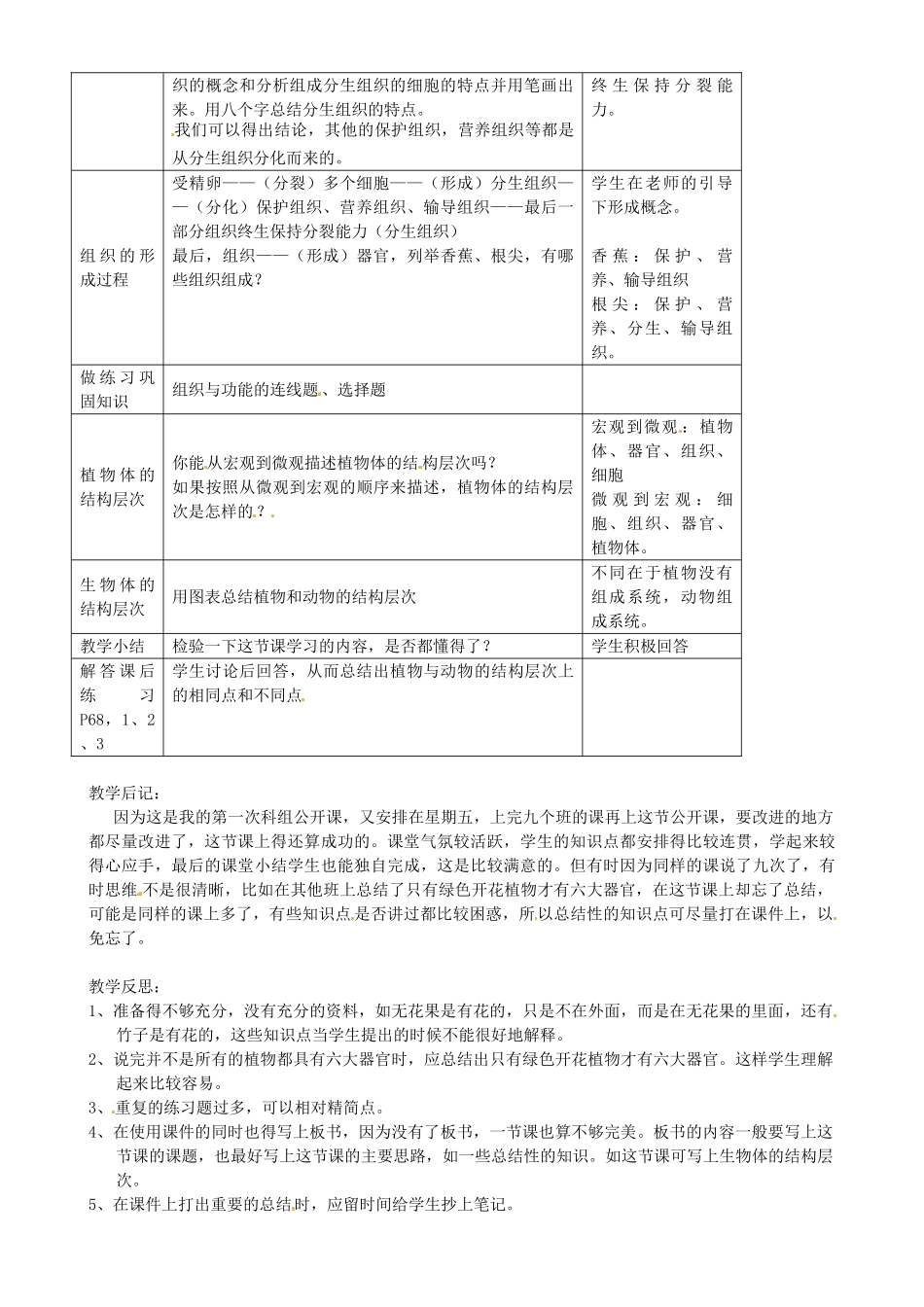 广州市白云区汇侨中学七年级生物上册《第二单元 第三章 第二节 植物体的结构层次》教案 新人教版_第2页