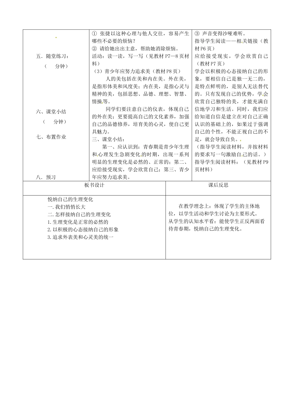 七年级政治下册 第11课 第1框 悦纳自己的生理变化（第1课时）教案 鲁教版-鲁教版初中七年级下册政治教案_第2页