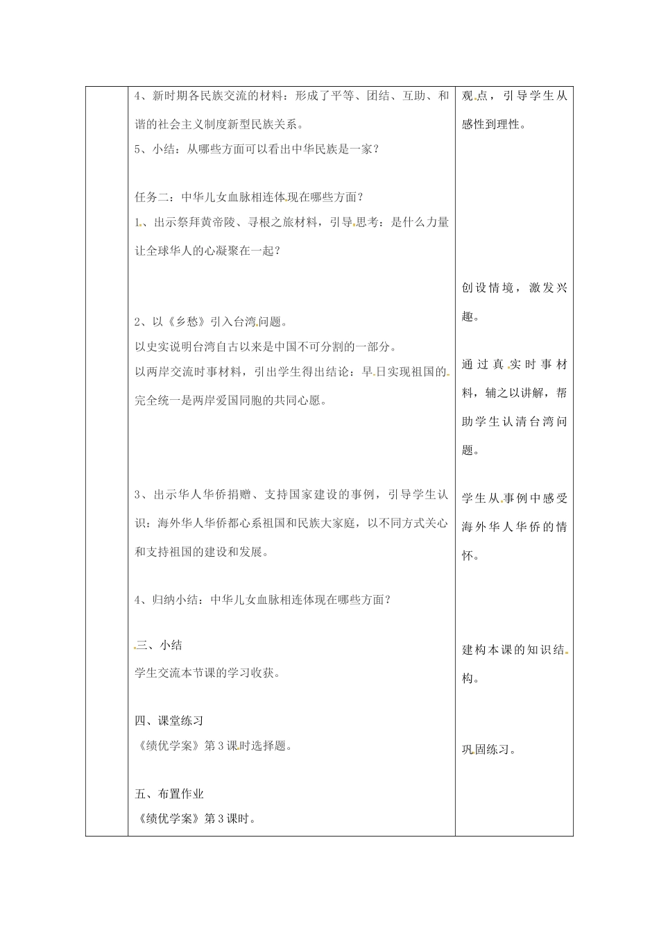 陕西省石泉县八年级道德与法治上册 第一单元 让爱驻我家 第2课 我们共有一个家 第1框 中华民族一家亲教案 鲁人版六三制-鲁人版初中八年级上册政治教案_第2页