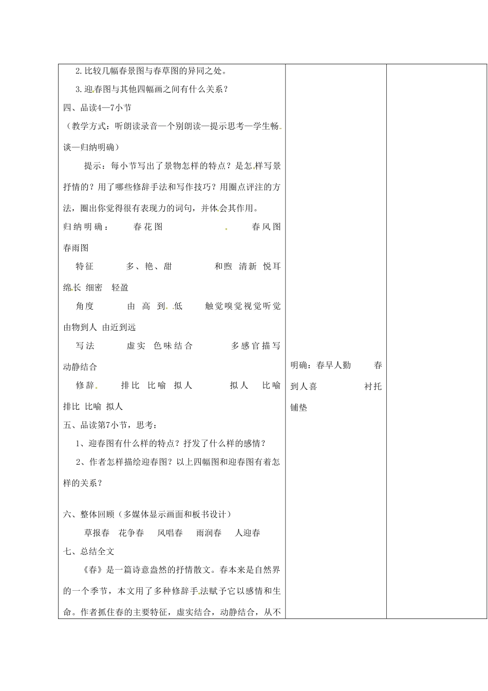 山东省郯城县第三初级中学七年级语文上册《春》教案（二） 新人教版_第2页