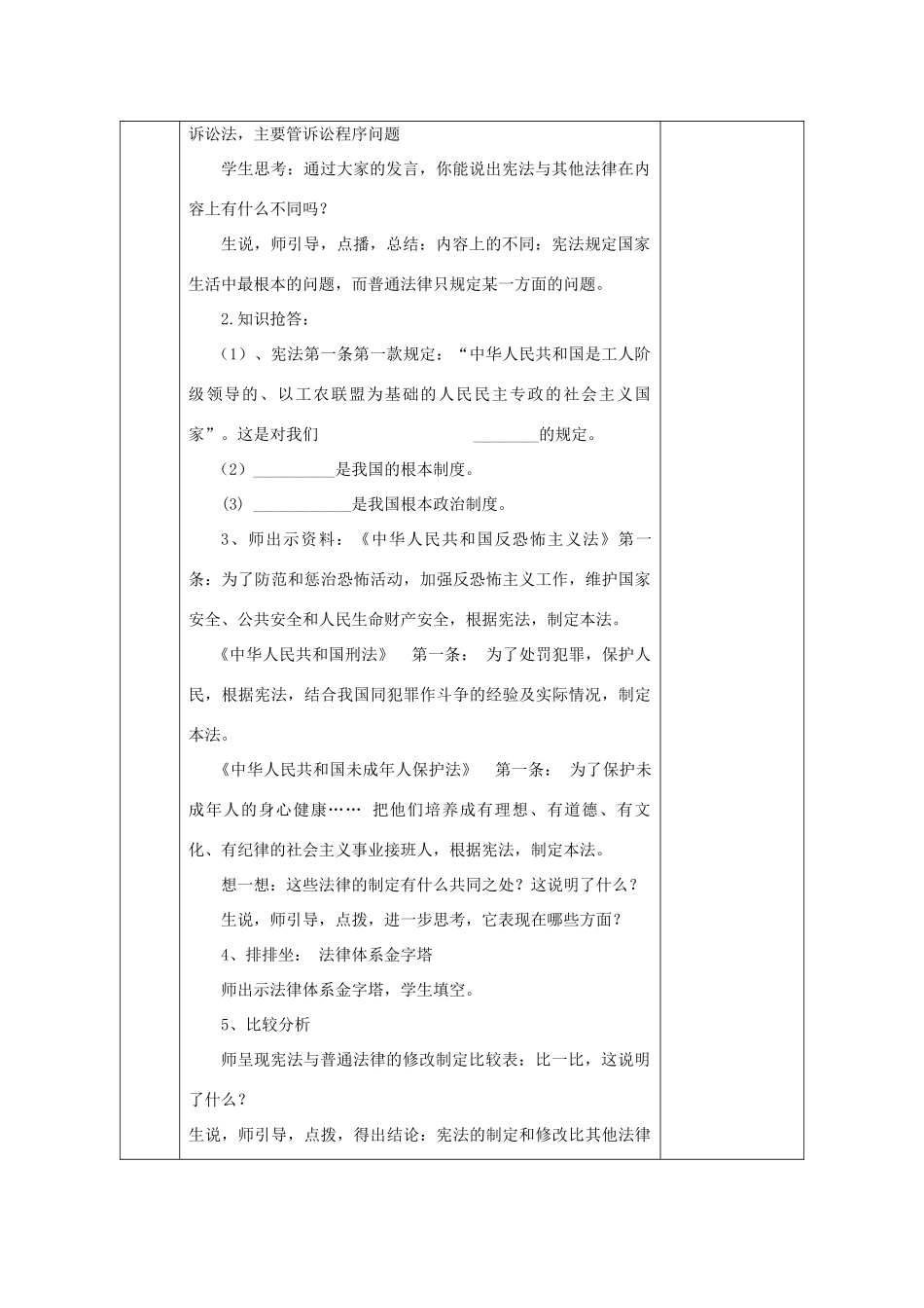 八年级政治下册 第八单元 生活在依法治国的国家 第16课 治国安邦的总章程（宪法是国家的根本大法）教案 鲁人版六三制-鲁人版初中八年级下册政治教案_第3页