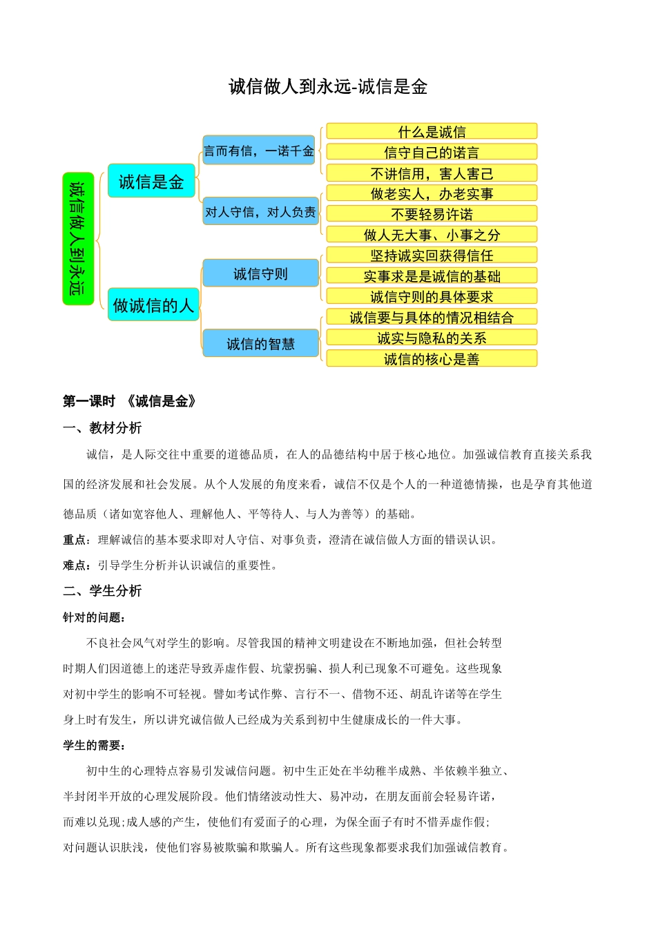 八年级政治人教版诚信做人到永远-诚信是金_第1页