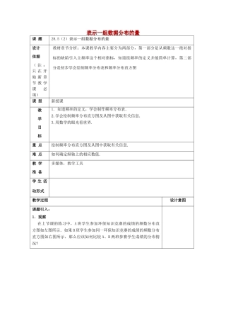 春九年级数学下册 28.5 表示一组数据分布的量（2）教案 沪教版五四制-沪教版初中九年级下册数学教案