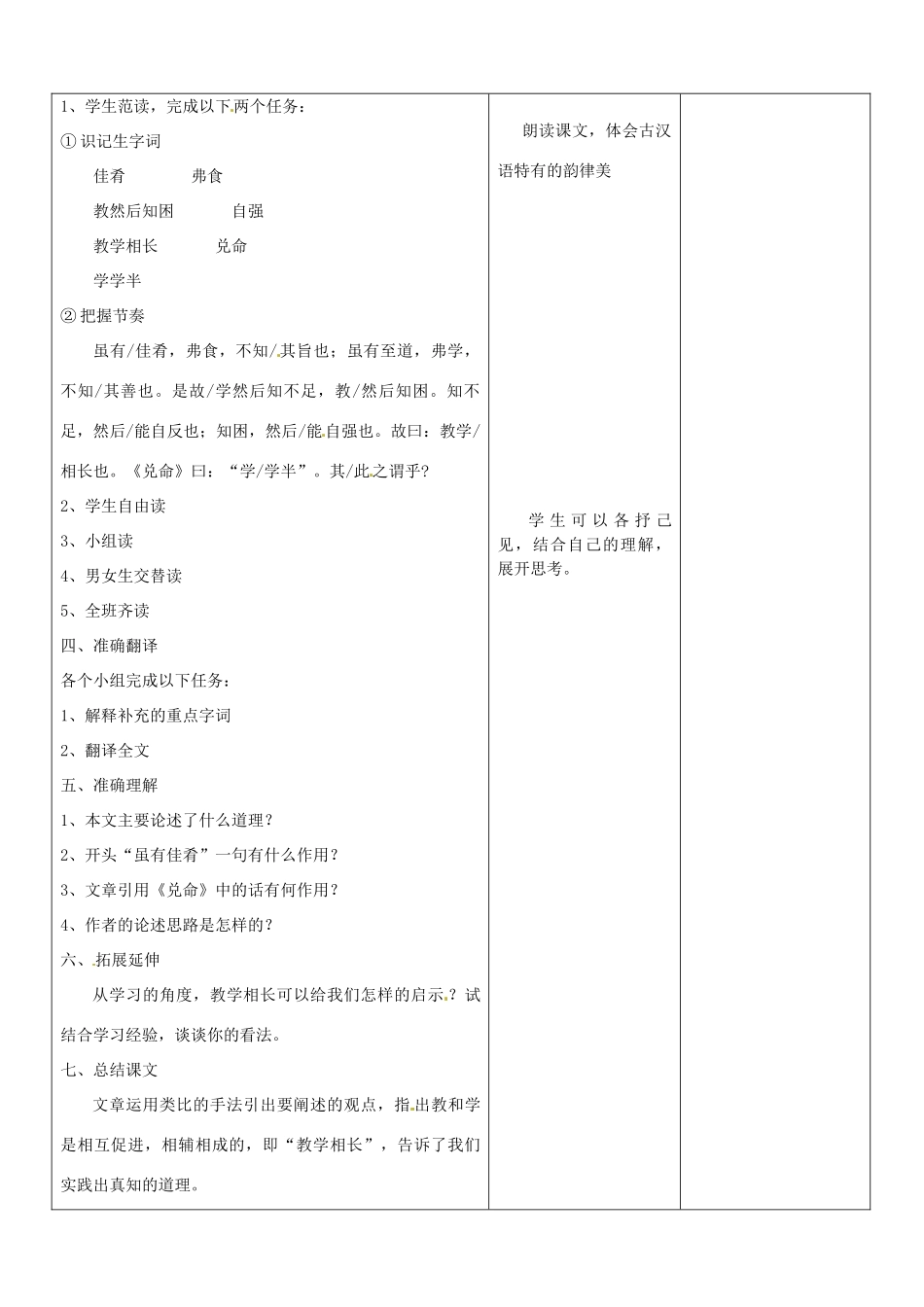 山东省郯城三中七年级语文上册 第20课《虽有佳肴》教案2 新人教版_第2页