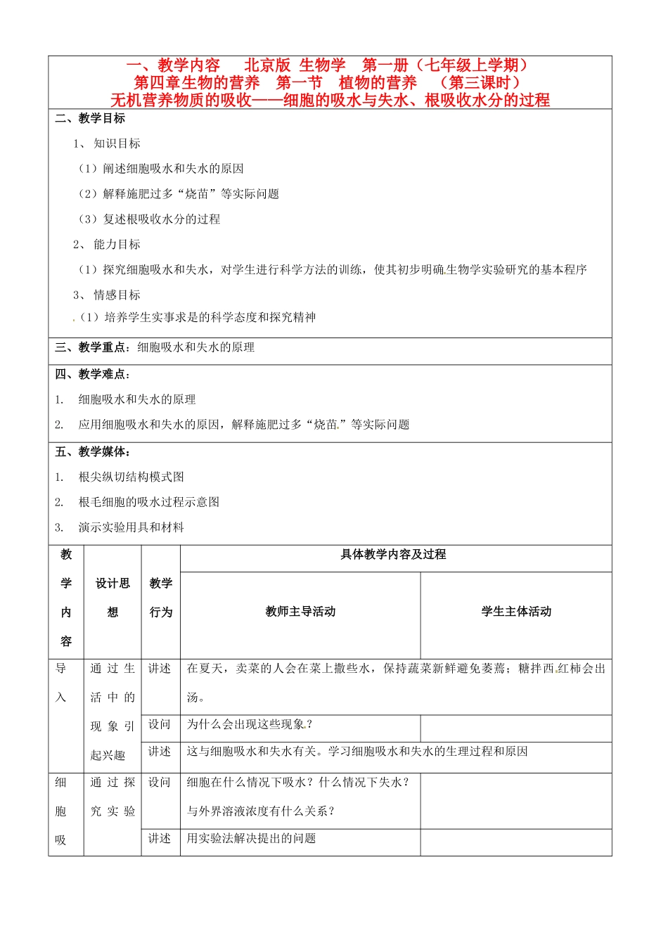 第四章 第一节 植物的营养 教案3_第1页