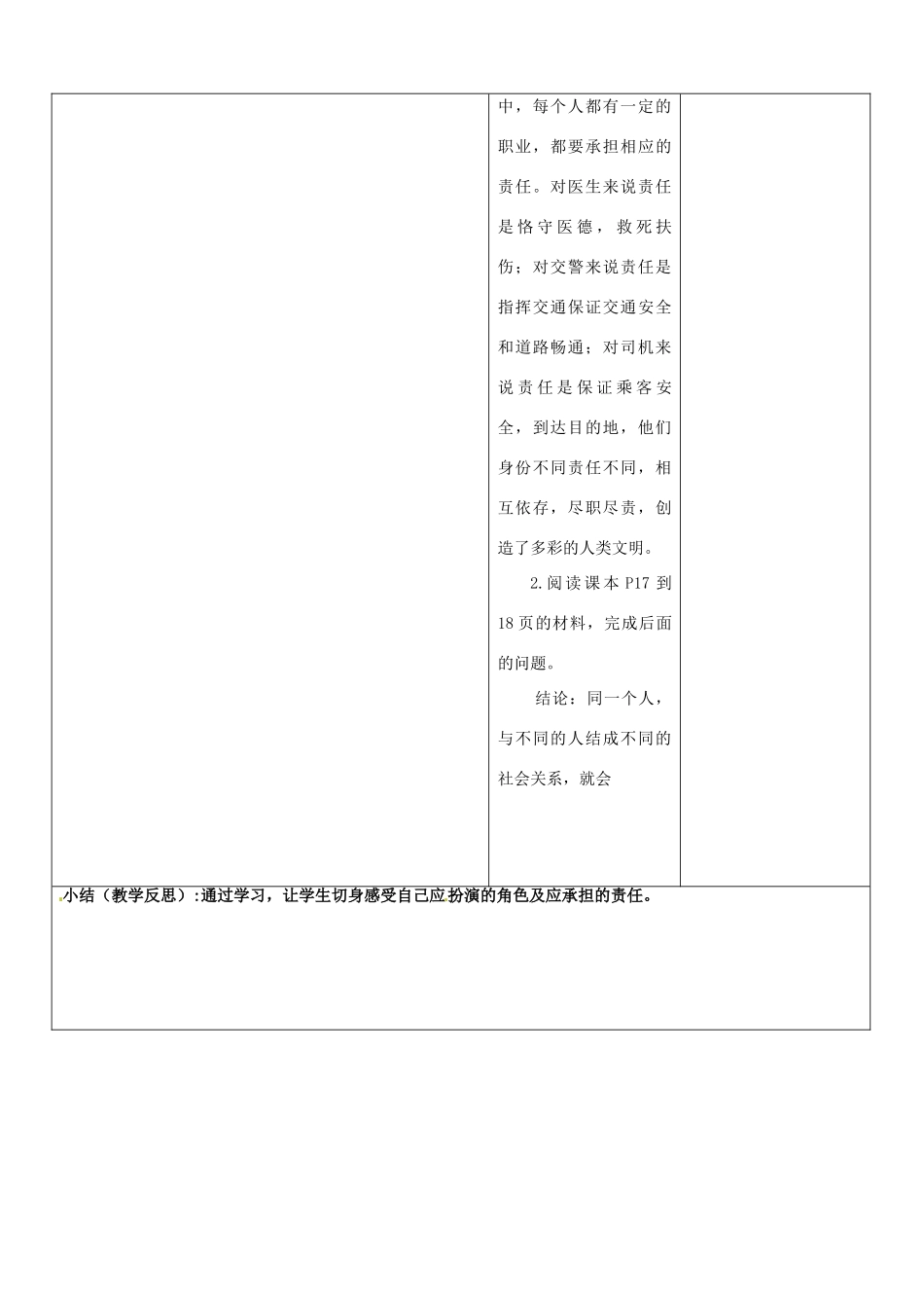 山东省郯城县第三初级中学九年级政治全册《责任对于你我他》教案 新人教版_第2页