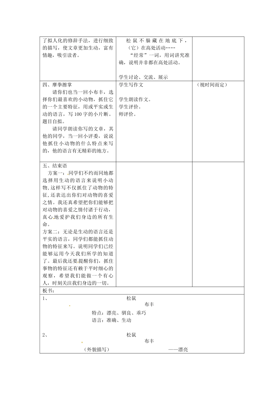 江苏省常州市花园中学七年级语文下册《15.松鼠布丰》教案设计 苏教版_第3页