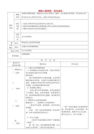 七年级政治下册 第11课 第2框 消除心理烦恼 快乐成长教案 鲁教版-鲁教版初中七年级下册政治教案