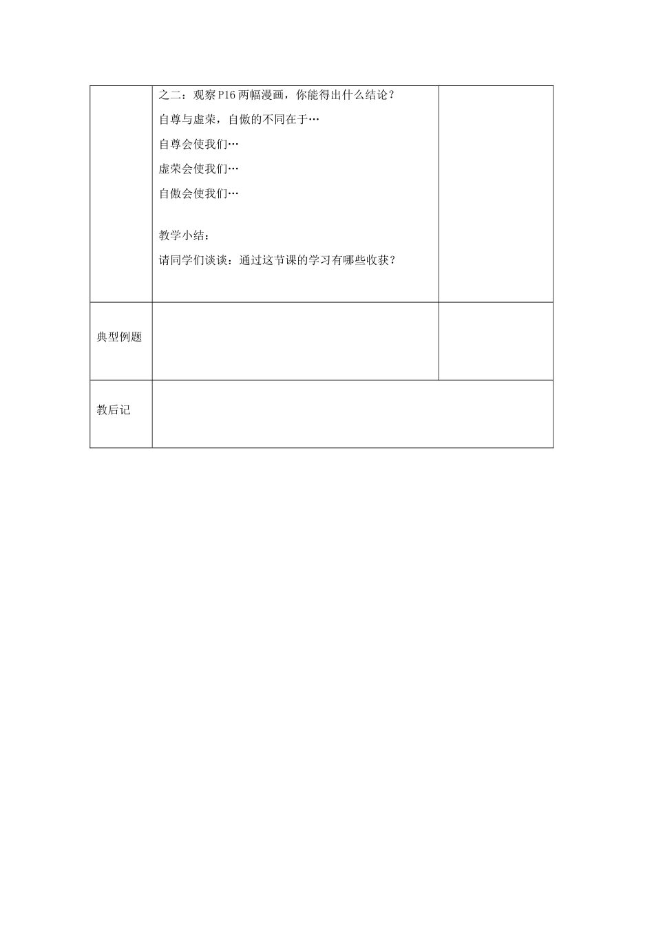 （秋季版）七年级道德与法治下册 第四单元 体悟生命价值 第11课 自尊自信 第1框 做人当自尊教案 苏教版-苏教版初中七年级下册政治教案_第3页