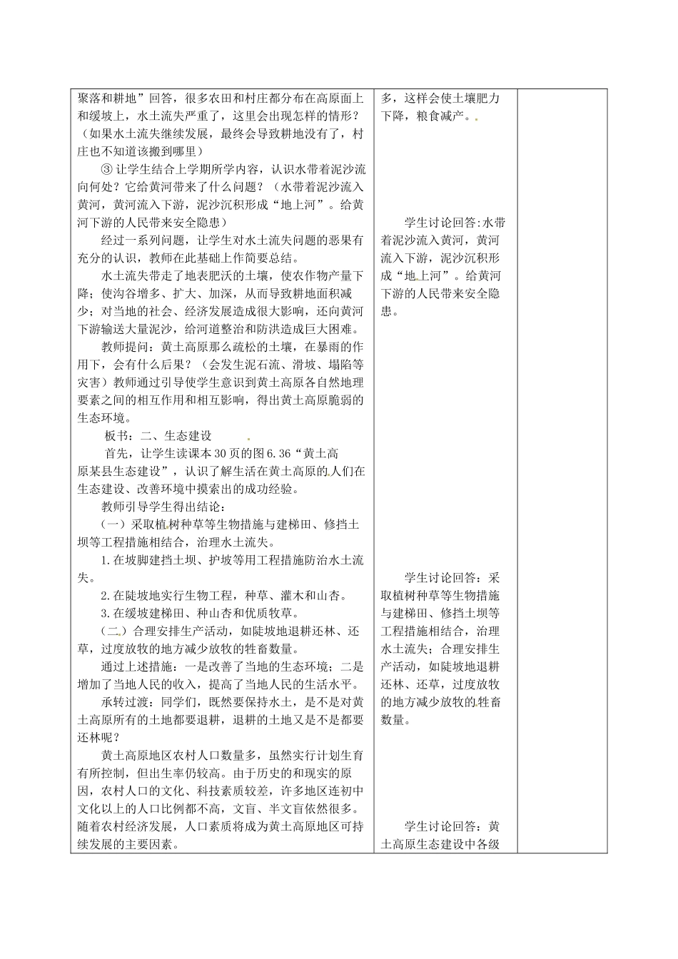 甘肃省武威第十一中学八年级地理下册《第六章 第三节 黄土高原》教案2 新人教版_第2页