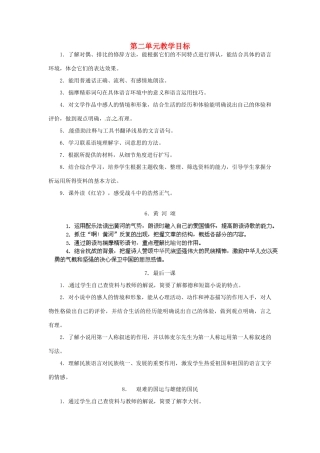 浙江省桐庐县富春江初级中学七年级语文下册 第二单元教学目标