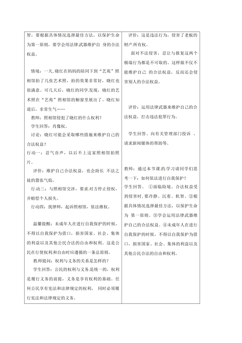 七年级政治下册 22.2 依法进行自我保护教案 苏教版-苏教版初中七年级下册政治教案_第2页
