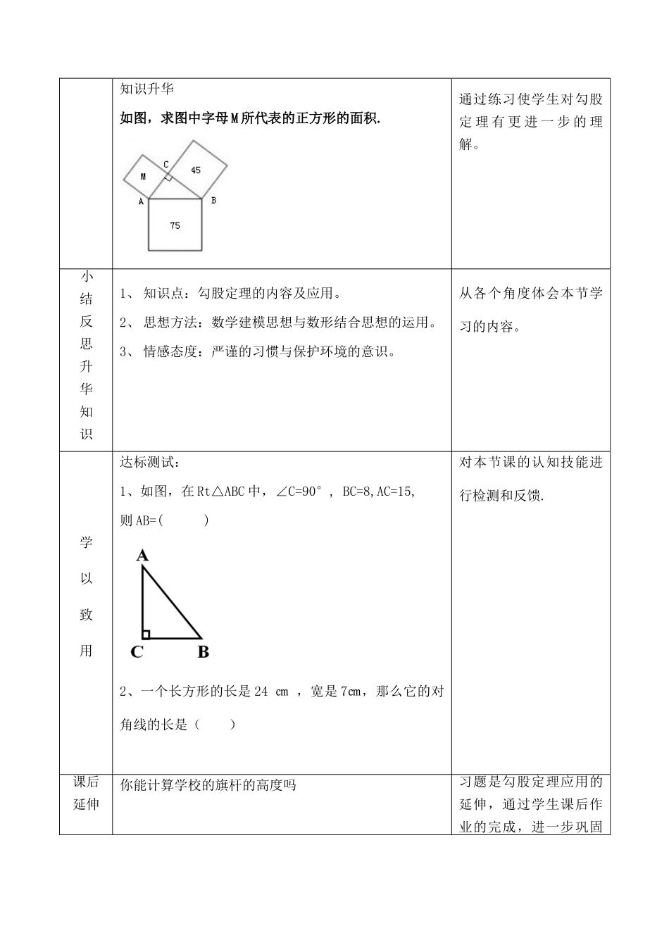 八年级数学下册 7.2 勾股定理教案 （新版）青岛版-（新版）青岛版初中八年级下册数学教案_第3页