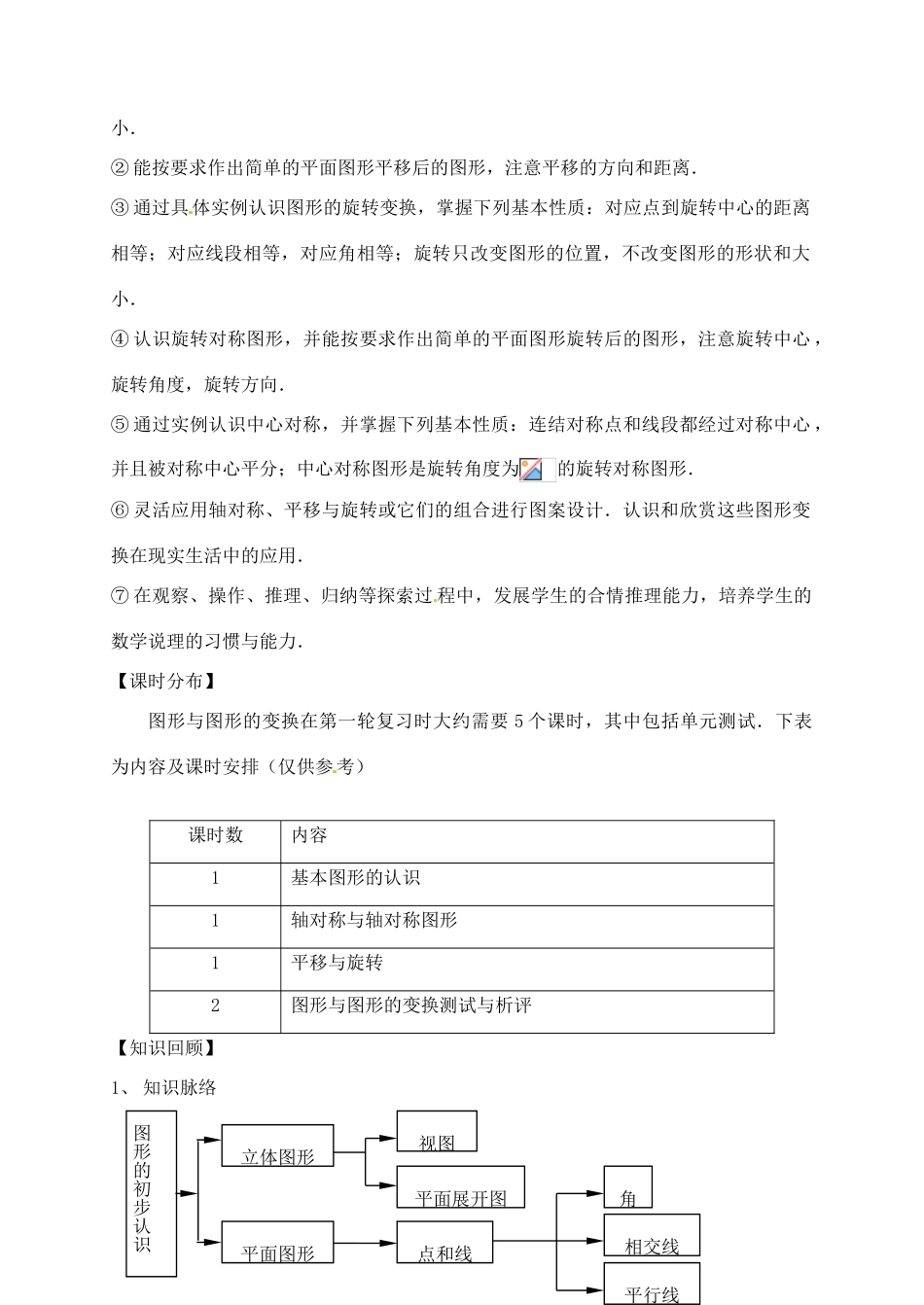 福建省泉州市泉港区三川中学中考数学一轮复习 图形与图形的变换教案_第2页