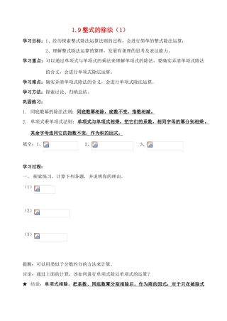 北师大版七年级数学下册整式的除法（1）说课稿 北师大版