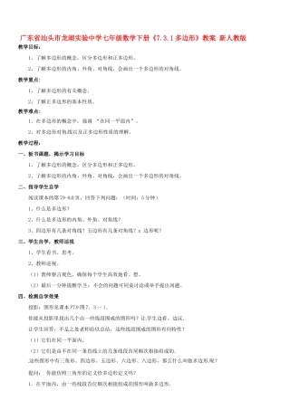 广东省汕头市龙湖实验中学七年级数学下册《7.3.1多边形》教案 新人教版