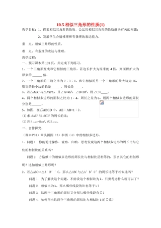 八年级数学下册10.5相似三角形的性质(1)教案苏科版