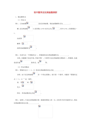 初中数学反比例函数例析