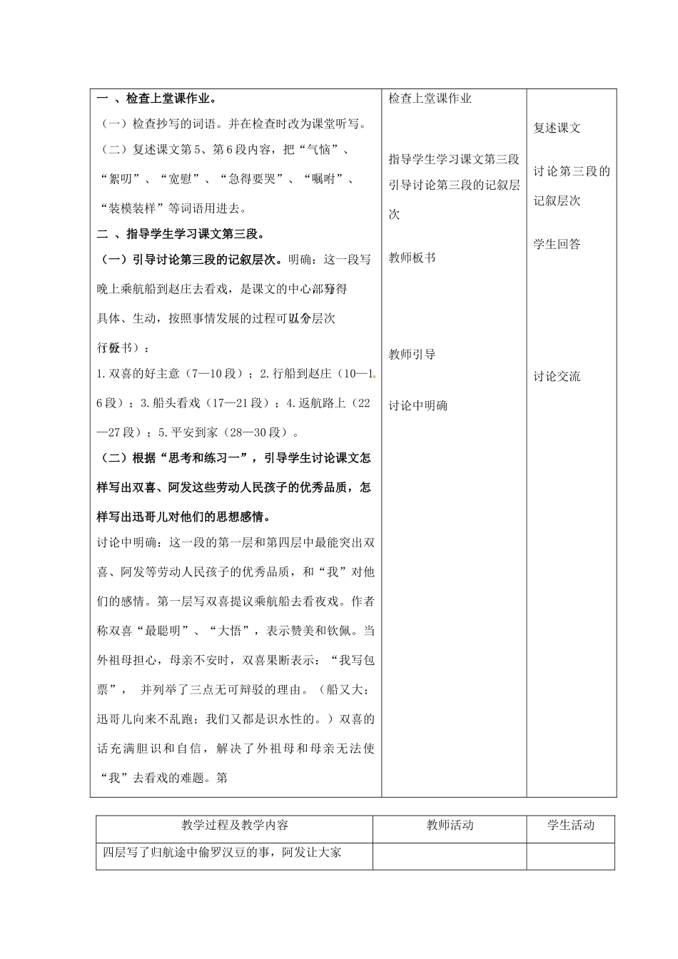 山东省青岛市平度市灰埠镇灰埠中学七年级语文下册 第16课《社戏》教案2 新人教版_第2页