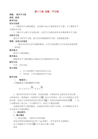 八年级数学上册 第十三章《实数》平方根教案 人教新课标版