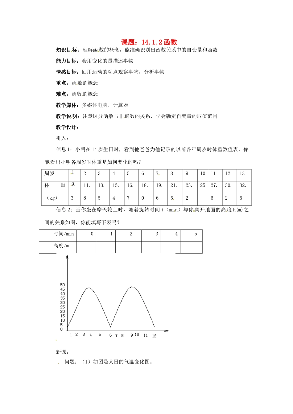 海南省万宁市思源实验学校八年级数学上册 第十四章第1节《变量与函数》第二课时教案 新人教版_第1页