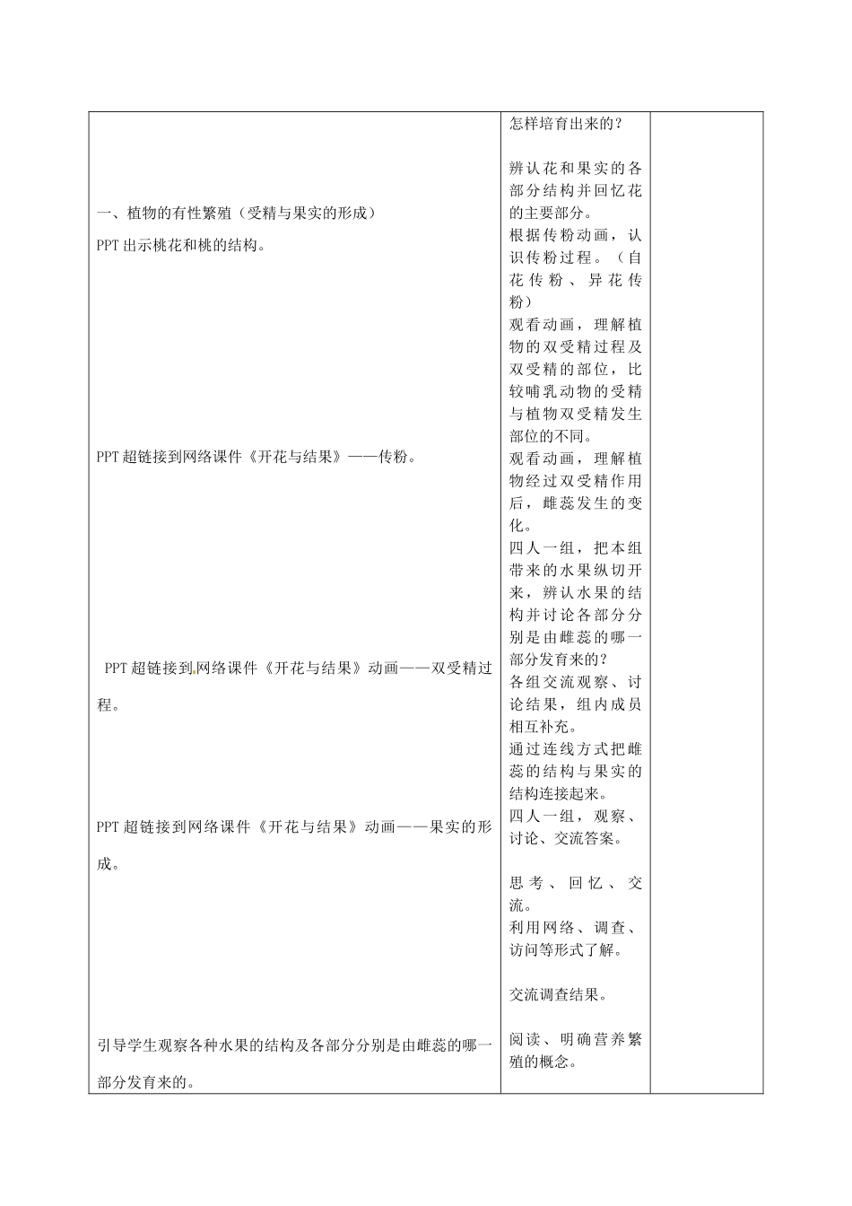 甘肃省武威第十一中学八年级生物下册《第七单元 第一章 第一节 植物的生殖》教案 新人教版_第2页