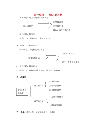 七年级政治上册 第七课 《做自尊自信的人》讲课教案 鲁教版