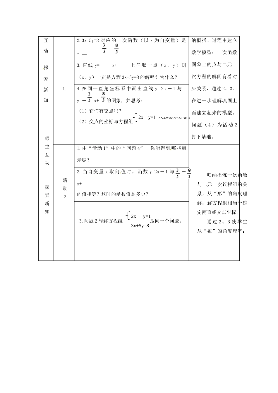 广东省广州市白云区汇侨中学八年级数学上册《14.3.3一次函数与二元一次方程（组）》教案1 新人教版_第2页