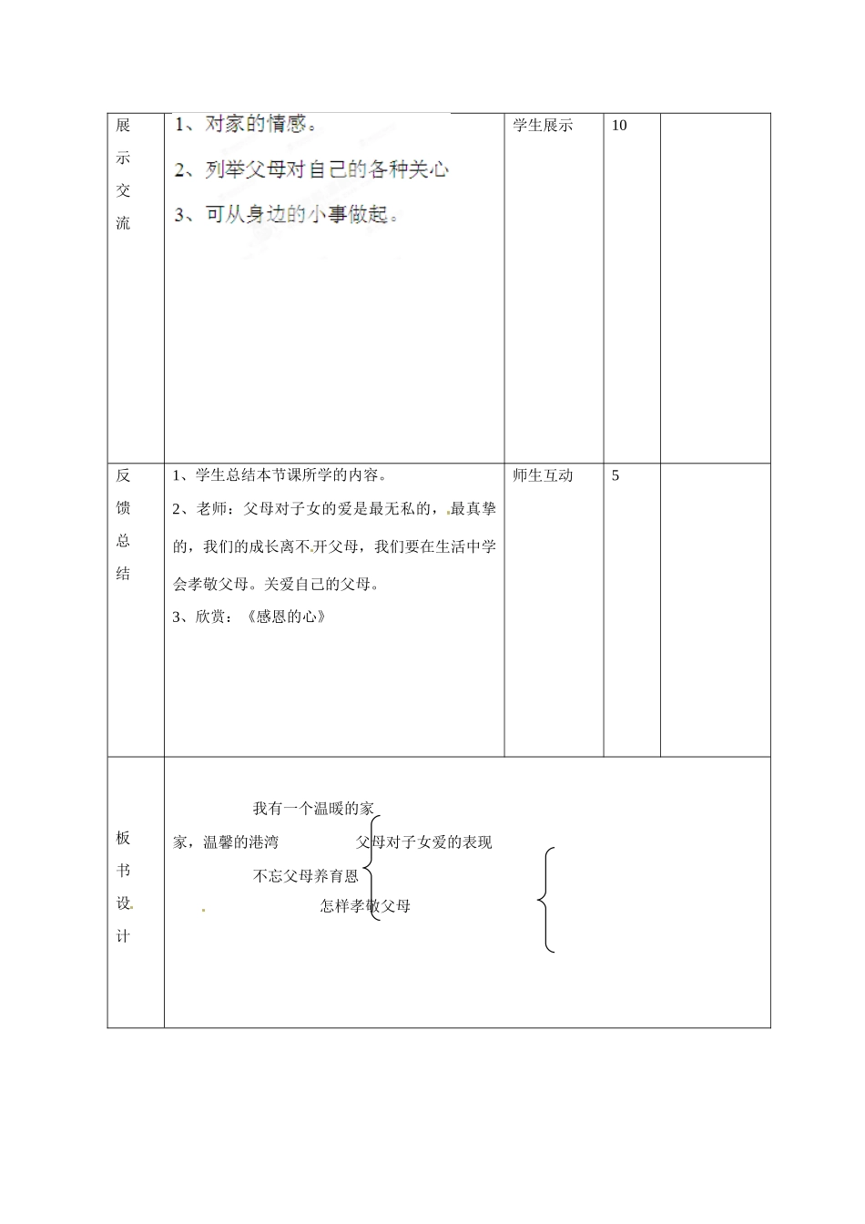 山东省邹平县礼参初级中学八年级政治上册 第一单元 家，温馨的港湾（第一课时）教案 鲁教版_第3页