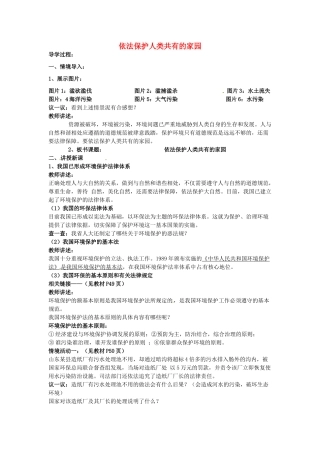 八年级政治下册 13.2 依法保护人类共有的家园教案 鲁教版-鲁教版初中八年级下册政治教案