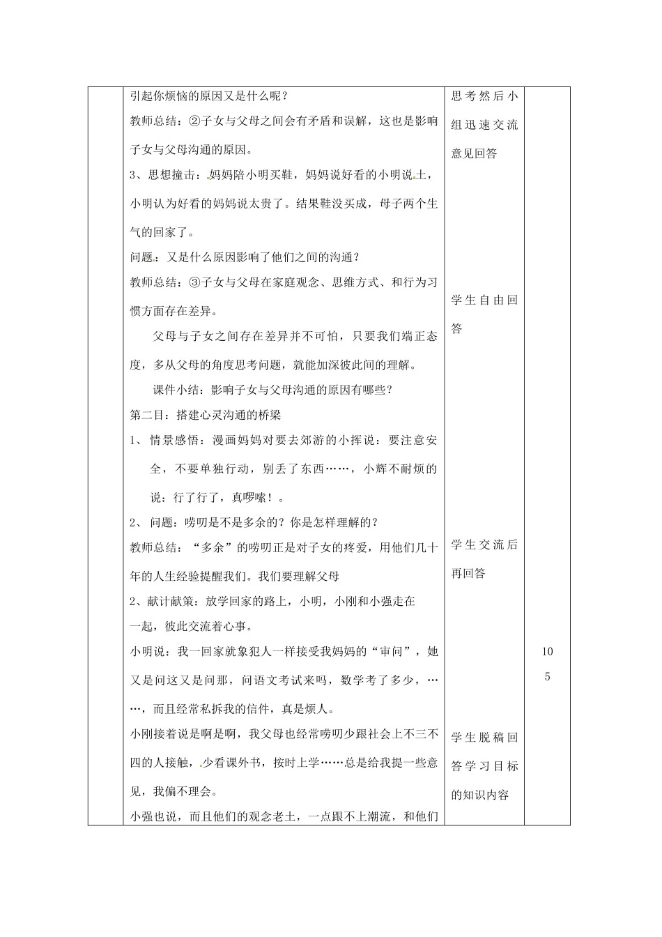 山东省邹平县实验中学八年级政治下册《学会与父母沟通》教学案 新人教版_第2页