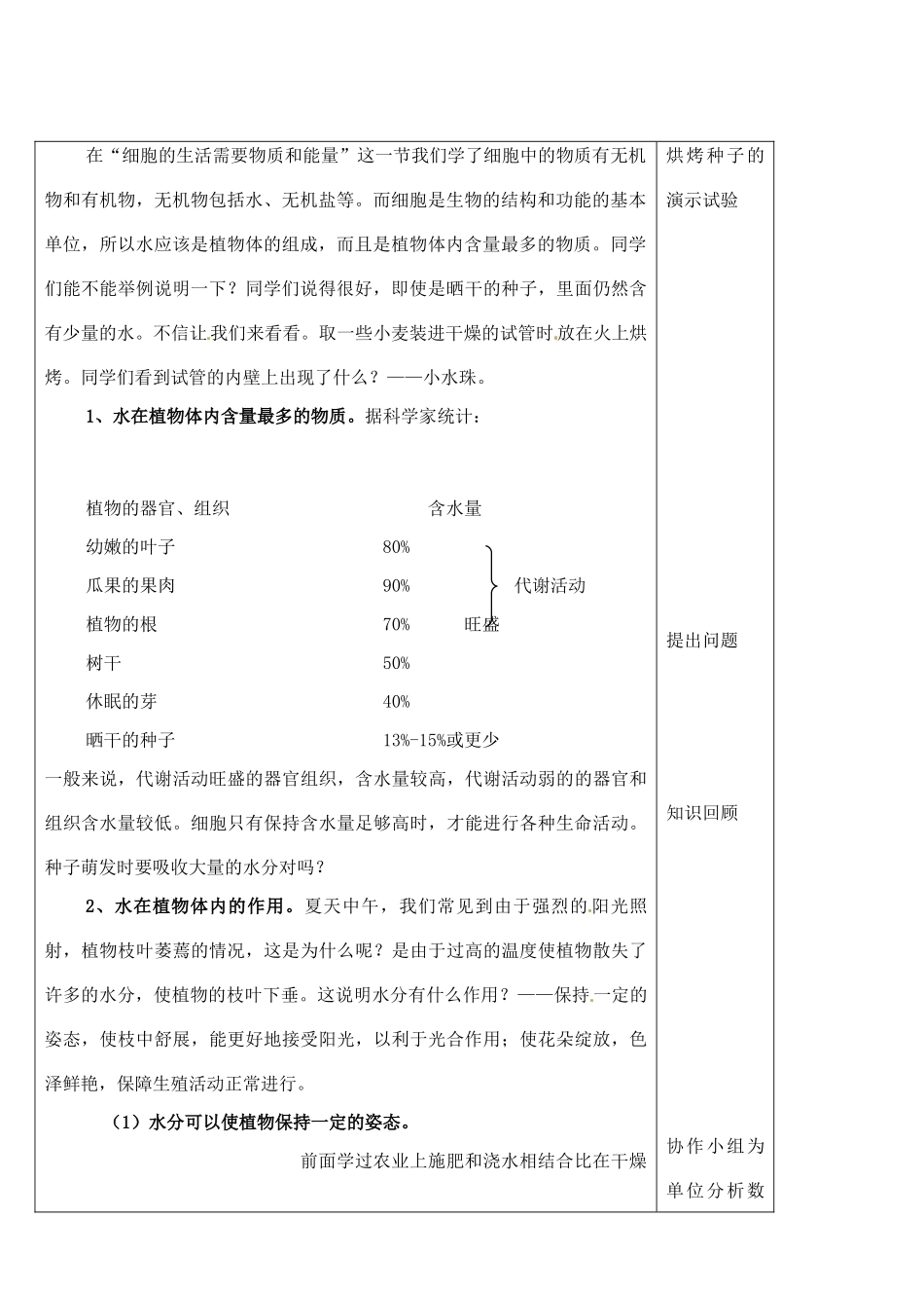 河北省高碑店市第三中学七年级生物上册 第一节 绿色植物的生活需要水教案 新人教版_第2页