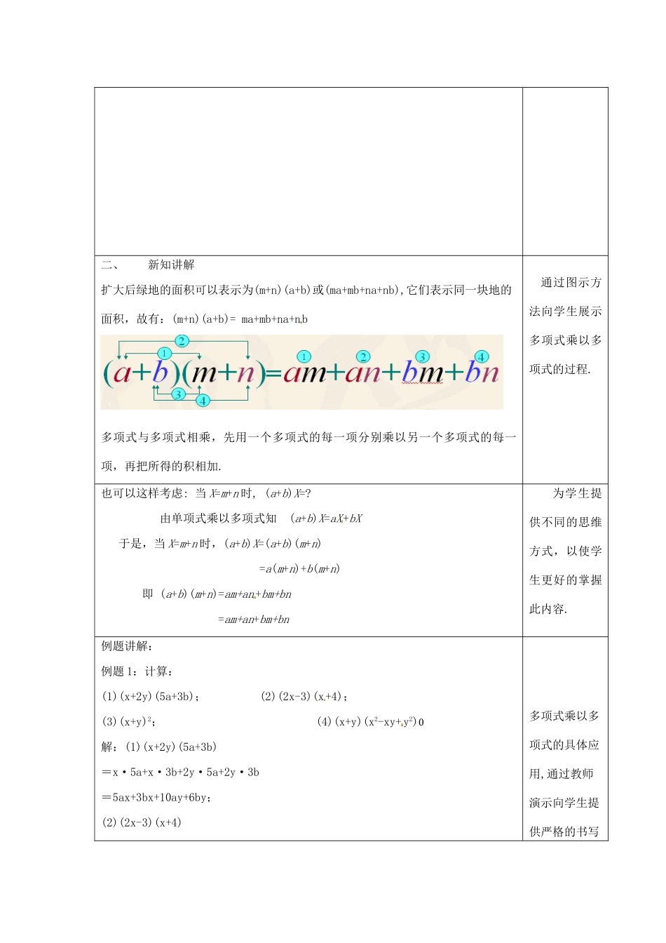 八年级数学上册 第十四章 整式的乘法与因式分解14.1 整式的乘法 4 整式的乘法第2课时 多项式与多项式相乘教案 （新版）新人教版-（新版）新人教版初中八年级上册数学教案_第2页