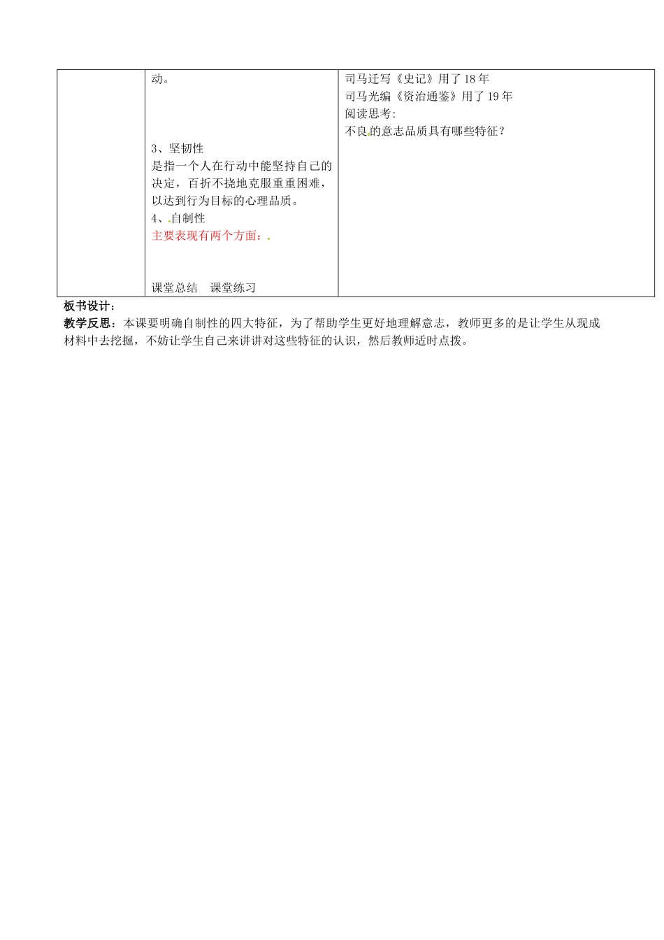 八年级政治上册 3.1 优良的意志品质教案 苏教版-苏教版初中八年级上册政治教案_第2页