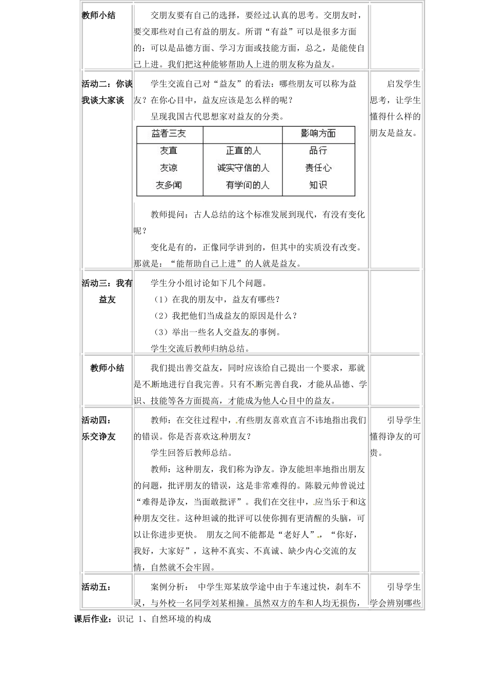 四川省宜宾县复龙初级中学八年级政治上册 第四课 交友的的智慧教案 教科版_第3页