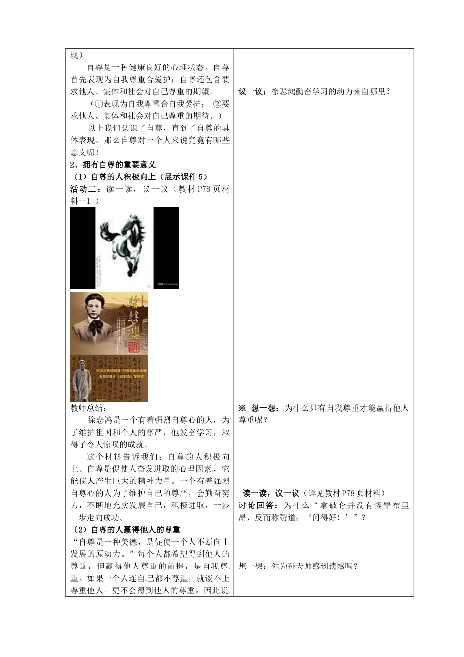 七年级政治上册《7.1 做人要自尊》教案 鲁教版-鲁教版初中七年级上册政治教案_第2页