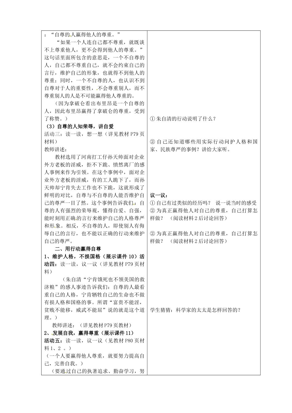 七年级政治上册《7.1 做人要自尊》教案 鲁教版-鲁教版初中七年级上册政治教案_第3页