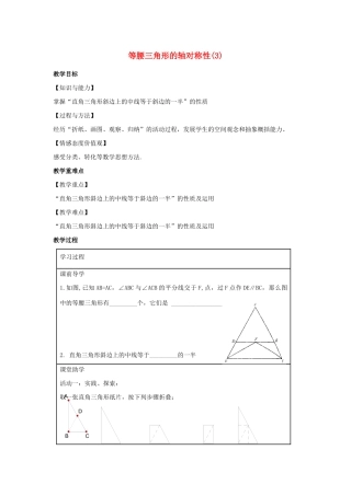 八年级数学上册 第二章 轴对称图形 2.5 等腰三角形的轴对称性教案3（新版）苏科版-（新版）苏科版初中八年级上册数学教案