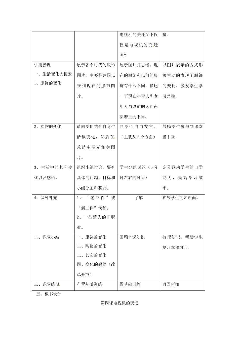 安徽省亳州市风华中学七年级政治《电视机的变迁》教学设计 人民版_第2页