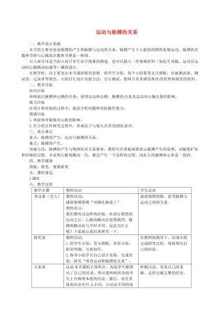 河北省隆化县第二中学七年级生物下册 运动与脉搏的关系教案