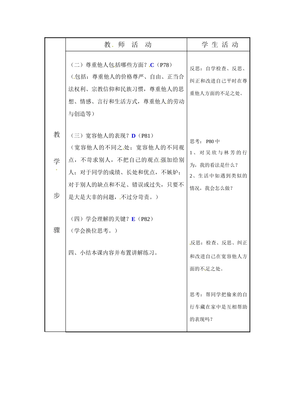 七年级政治上册 第10课 假如我是你教案 教科版_第2页