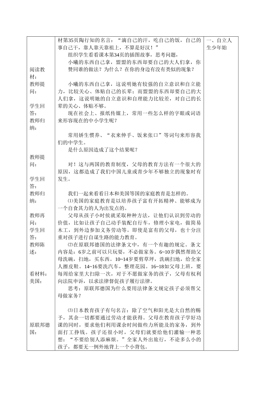 七年级政治自己的事自己干教案_第3页