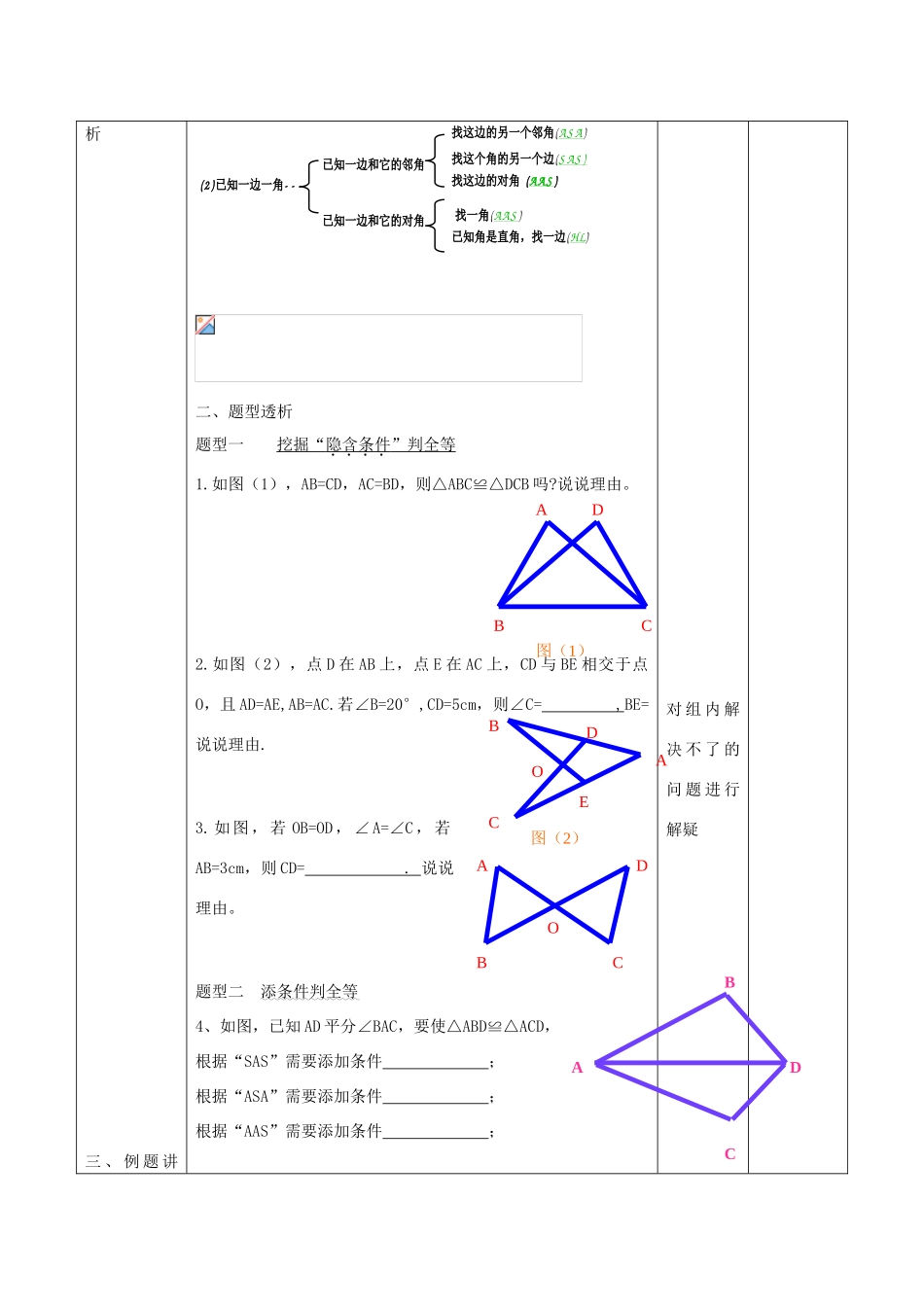 八年级数学上册 第一章 全等三角形复习教案 （新版）青岛版-（新版）青岛版初中八年级上册数学教案_第2页