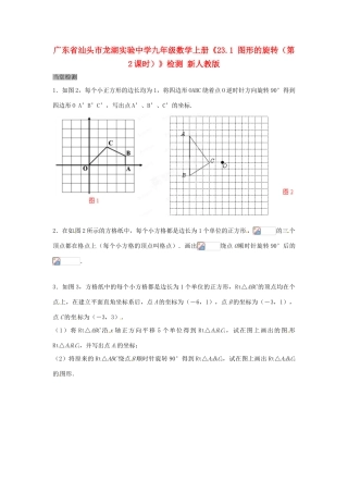 广东省汕头市龙湖实验中学九年级数学上册《23.1 图形的旋转（第2课时）》检测 新人教版