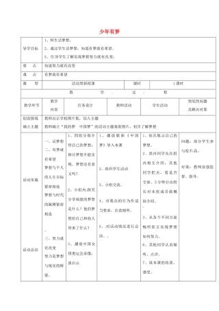 时代 第2框 少年有梦教案 新人教版-新人教版初中七年级上册政治教案