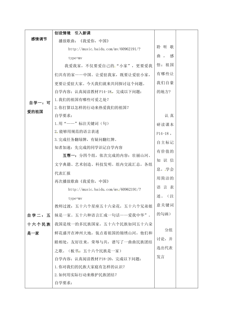 八年级政治上册 2.1 我爱你中国教案 鲁人版六三制-鲁人版初中八年级上册政治教案_第2页