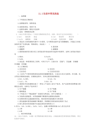 九年级化学下册 11.1 生活中常见的盐练习题 新人教版