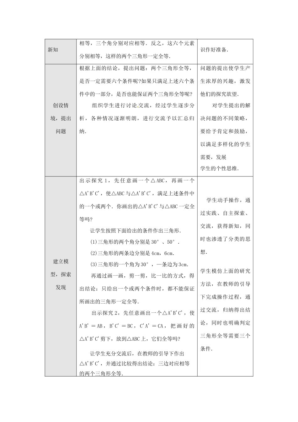 广东省罗定市黎少中学八年级数学下册《三角形全等的条件》教案1 新人教版_第2页