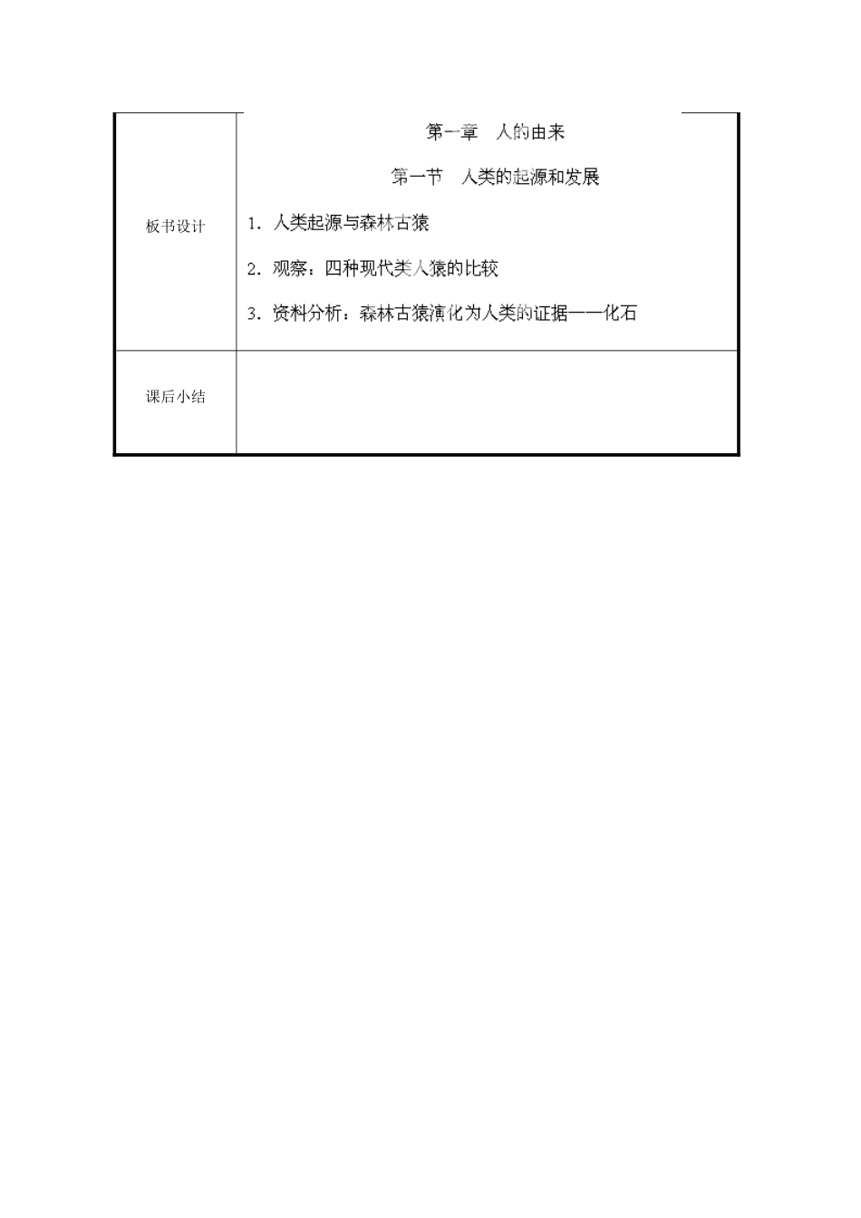 北京市和平北路学校七年级生物下册《4.1.1 人类的起源和发展（第1课时）》教案 新人教版_第3页